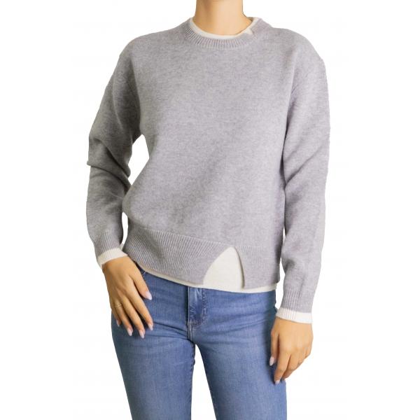 Maglioncino in pura lana con bordi a contrasto 